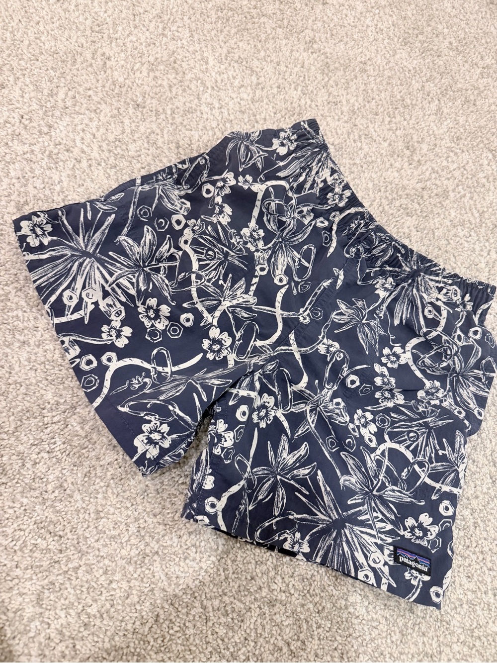 Boy’s Patagonia Navy Floral Swim Shorts - Picture 2 of 4